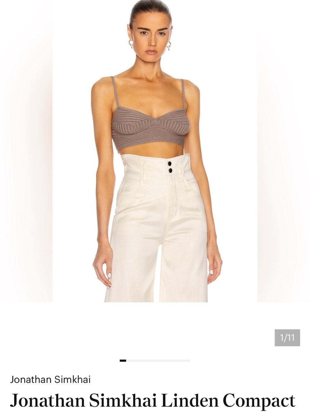 Jonathan Simkhai Taupe Ribbed Bralette Top